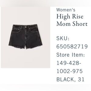 Abercrombie & Fitch (new label) High Rise The Mom Short